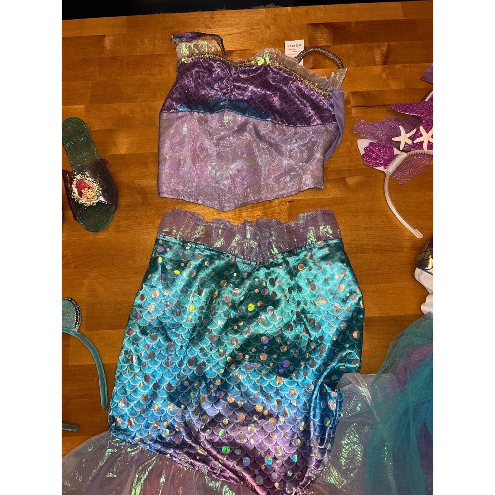 Girls Lot of Mermaid Costumes and Accessories Size 4/6, 7/8 - Picture 4 of 9